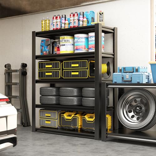 72" H Garage Shelving 2500 LBS Heavy Duty Storage Shelves, Adjustable 5 Tier Metal Shelving Unit, Metal Racks for Storage, Utility Shelves for Workshop, Basement, Home Office 72" H*35.4"W*15.7"D - Image 3
