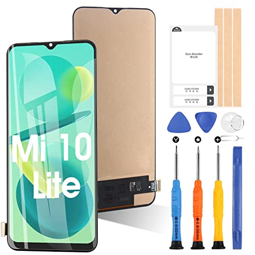 ARSSLY Pantalla para 6.57" Xiaomi Mi 10 Lite 5G M2002J9G M2002J9S LCD Pantalla Táctil Digitalizador Piezas de Repuesto de Reparación con Herramientas(No para Mi 10T Lite 5G) Cover