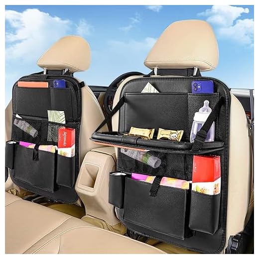 SANMITTI Car Backseat Organizer,With Tablet Holder PU Leather,Car Seat Back Protectors Kick With Foldable Table Tray Backseat Car Organizer Mats Travel Accessories1PACK