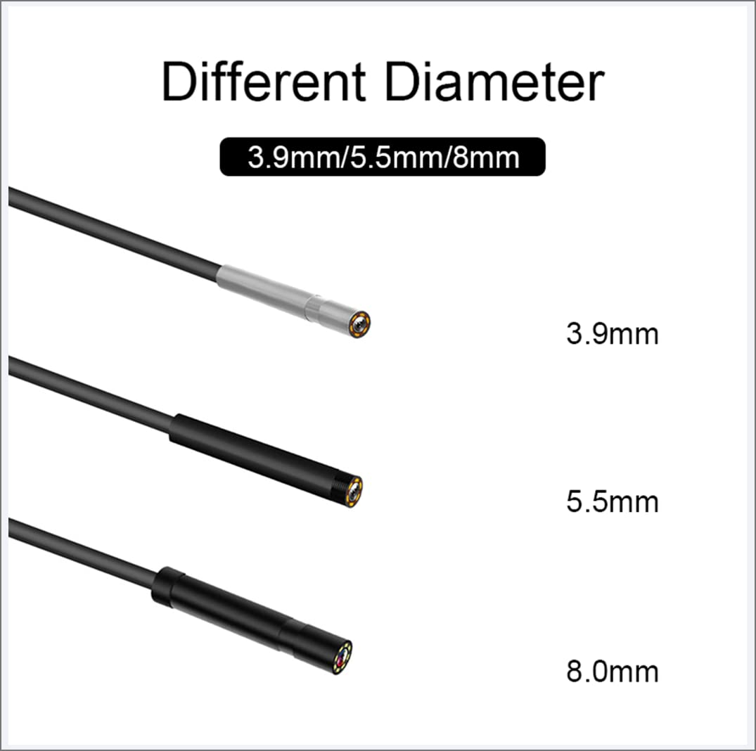 Ispezione dell'endoscopio, Scheda TF 32G, Fotocamera endoscopio a Doppia Lente Schermo da 2,4 Pollici periscopio 1080P HD Snake Camera con 8 luci a LED, Cavo semirigido, 5,5 mm * 10 m