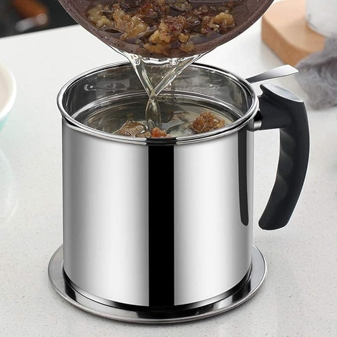 Krishope Oil Strainer Pot Stainless Steel Household Oil Pot with Lid Cooking Oil Fat Separator for Filter Oil Storage Jar Strainer, Oil Filter Reuse Oil Storage (Best Oil Shaver) Can Container (B0D8YNLNHR) Amazon Price History, Amazon Price Tracker