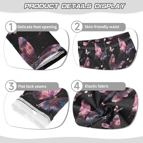Galaxy Butterfly Pink Floral Girls Leggings Soft Stretch Workout Yoga Dance Pants for Kids Casual Tights3