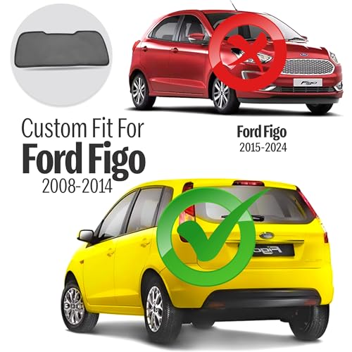 Image of Autofact Dicky Curtain for Ford Figo | Custom Fit Rear Windshield Sunshade | Foldable Mesh | Privacy & Cooling Car Accessory | Car Rear Sun Shade UV Block Easy Install Durable Black Mesh