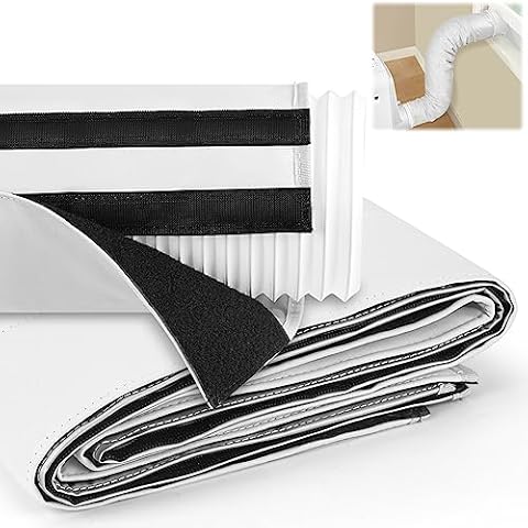 Angooni Portable ac Hose Cover - 59” Flexible and Thick Air Conditioner Hose Cover Wrap with No Leaks, Portable ac Hose Insulation for Hoses Between 5" and 5.9" in Diameter, Light Gray Cover