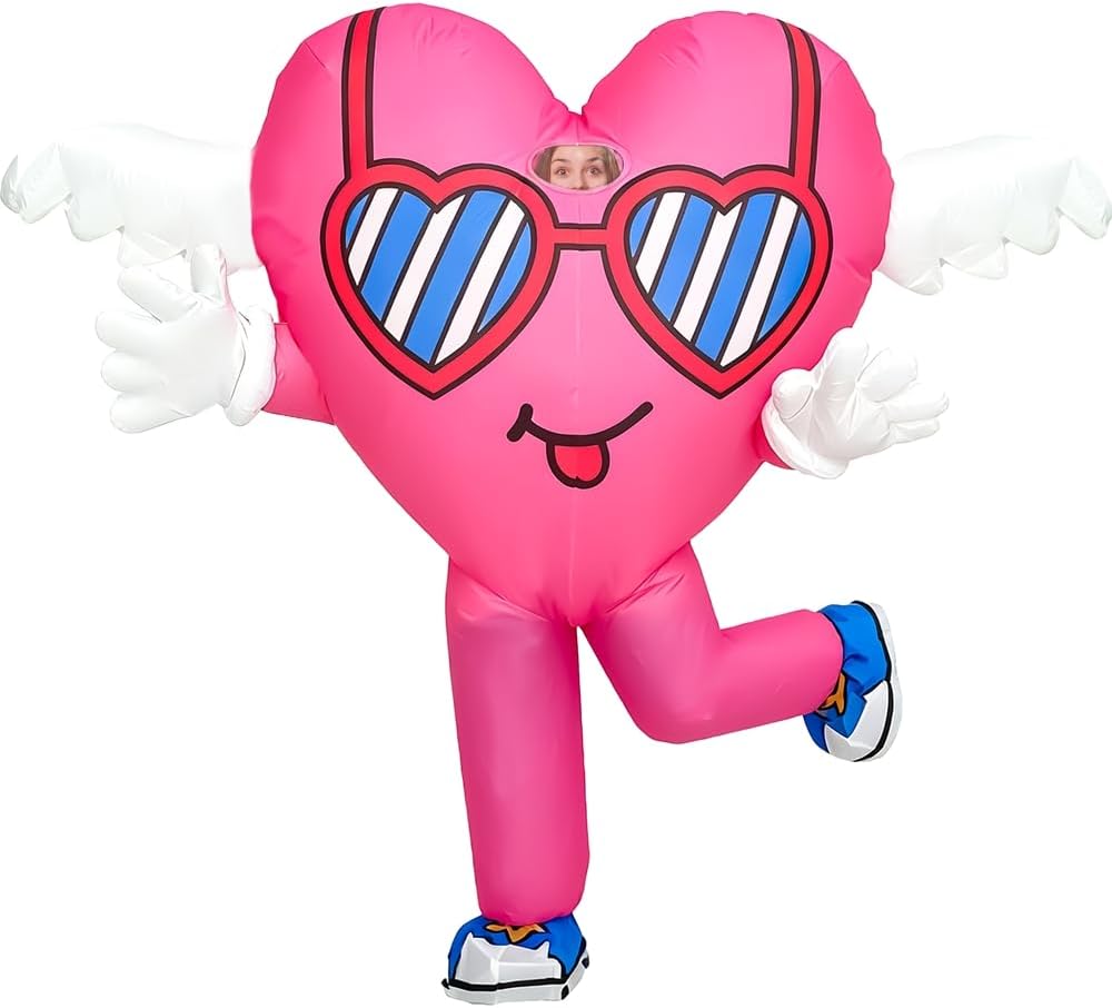 MXoSUM Inflatable Heart Costume for Adults Funny Mother's Day Surprise Blow Up Love Mascot Suit for Valentine’s,Proposals, Dating