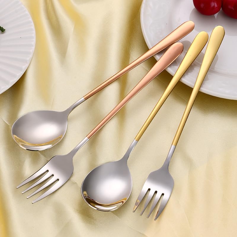 Silverware Flatware Set, 1/4/6/8/10/12 Pcs 316 Stainless Steel Forks For Home Use(Rose Gold,8Pcs)