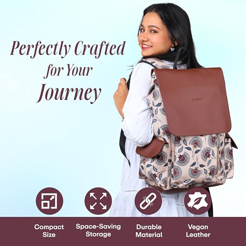 Image of Protecta Prisma Floral Printed Laptop Backpacks for Women and Men Fits 16Inch MacBooks Water-Repellent Bag for Office Collage and Travelling Print Padded Sleeve Lightweight Durable Design 18L