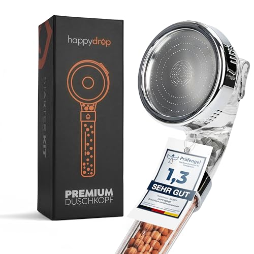 Premium Duschkopf mit Mineralsteinen von happydrop - Die wassersparende...