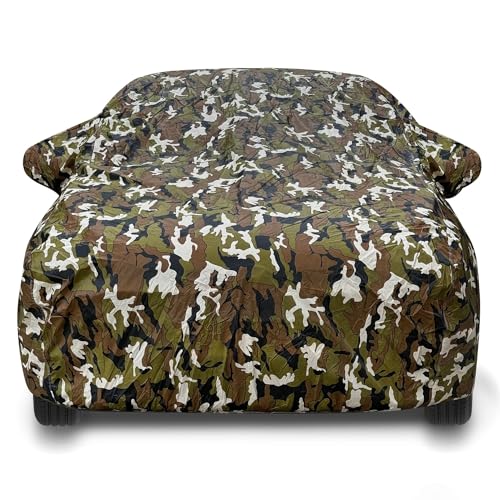 Image of Auto Hub Waterproof Car Cover Compatible with Eeco with Mirror Pockets, Soft Cotton Lining, Eeco Car Cover Waterproof, Army