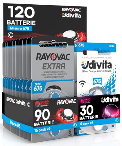 Pilas 675 audífonos Rayovac Extra Advanced y Udivita acumuladores acústicos premium