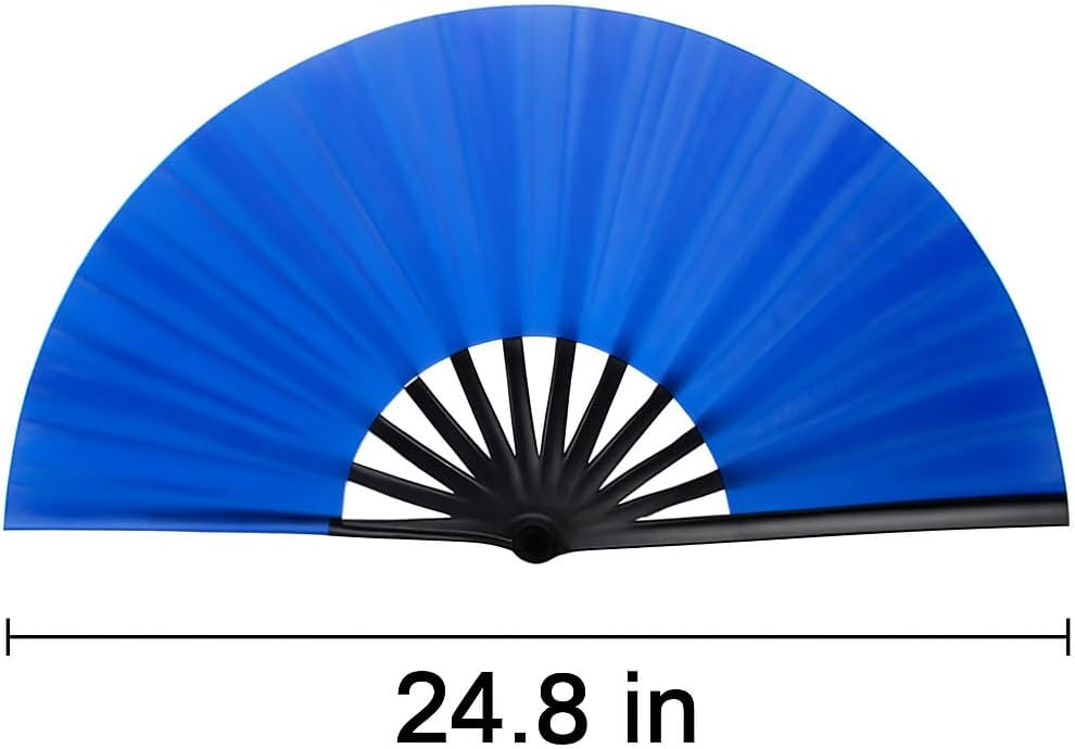 13inch Large Rave Fan Popping Clacking Fans for Line Dancing, Tai Chi Martial Arts Fan, Foldable Hand Fans for Men/Women,Portable for Outdoor,Wedding,Party (Blue)