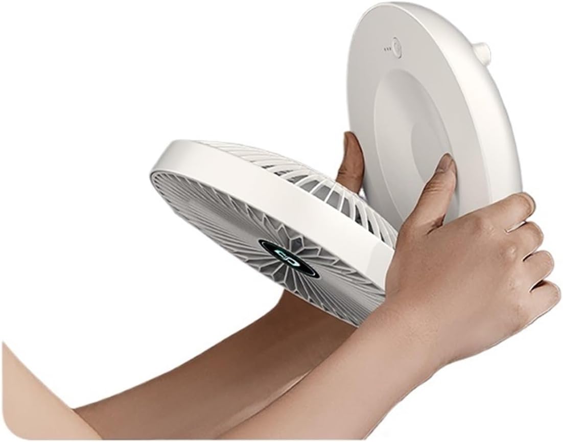 1pc Portable Foldable Desktop/Wall Mount Fan - USB Powered, Silent, 3-Speed Adjustable, Traceless Hook, White & Blue