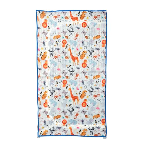 Image of BONTEC Baby Wardrobe for Clothes - almirah - Rack fot Storage Multipurpose Plastic almirah Printed Cover 6 Shelves Storage Clothes Storage Rack Quick Cabinet /Multipurpose (Baby Animal)