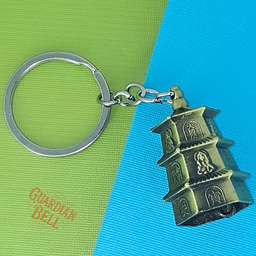 Image of OTTAVO Guardian Bell Keychain, Oxidized Copper, Tibetan Style, 5 cm Height, Good Luck Charm
