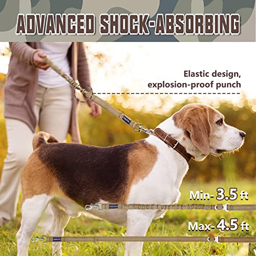 AUROTH Heavy Duty Bungee Dog Leash for Large Breed Dogs, No Pull for Shock Absorption with Car Seat Belt, 2 Padded Handles 4.5Foot 6Foot Training Dog Leash Army Yellow - Image 5