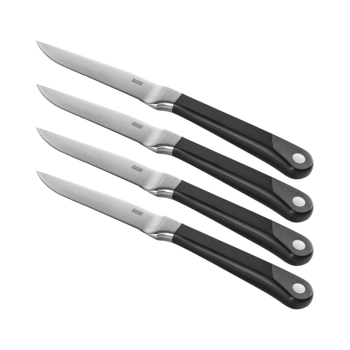 KUHN RIKON CULINARY FORGED Steakmesser-Set, 36cm, Edelstahl, 4-Teilig | Für Fleisch, Mit gezackter Spitze und glatter Klinge, 10,5cm Klinge