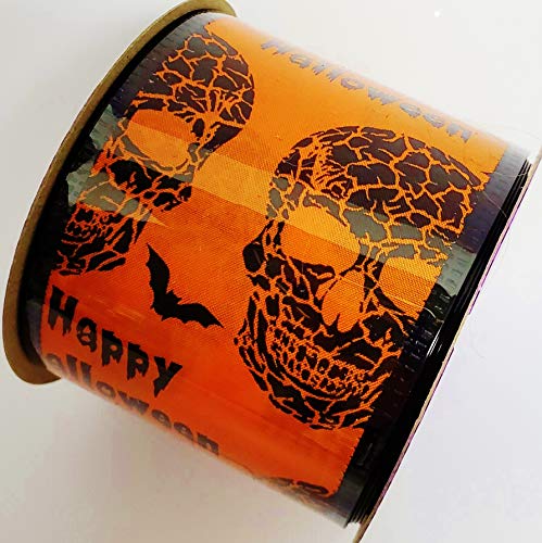 Cinta Halloween Calavera con Alambre Negro 2.5 in x 9 ft miniatura 1
