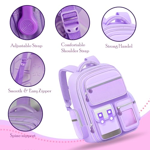 Image of Storite School Backpacks for Girls Stylish Bags for Girls Kids 7-12 Years Old Cartoon Water Resistant Backpack Durable Burden Relief School Bag Birthday