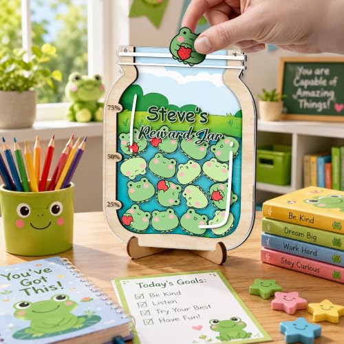 Image of Personalized Frog Magnetic Reward Jar for Kids, Potty Training Toddlers
