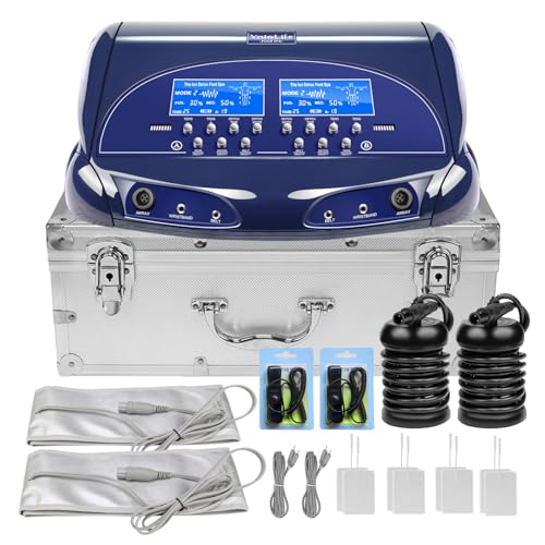 VnioLife Dual Ionic Detox Foot Bath Machine Upgrade Ion Foot Detox Machine Detox Foot Spa Detoxification Machine Digital LCD Display with 2 Arrays 2 Waist Belts