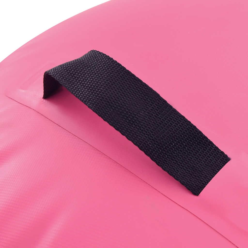 Aufblasbare Gymnastikrolle aus PVC 120x90 cm mit Fußpumpe rosa, rutschfest für Yoga Pilates Fitness Workout Training Meditation Zuhause Studio
