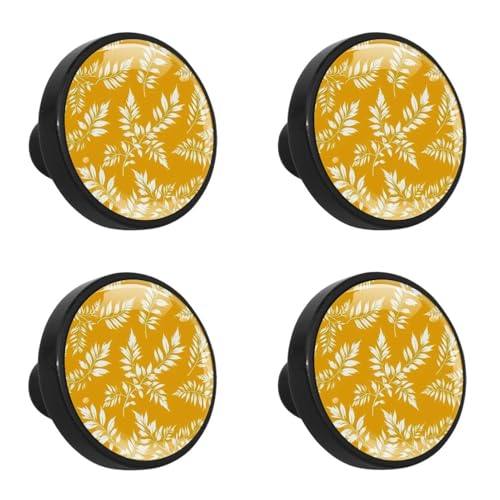 NUEAHEDN 4 Pieces Dresser Knobs for Drawer Aesthetic Leaves Kitchen Cabinet Knobs Round Door Pull Handle for Home Nursery Furniture Cupboard