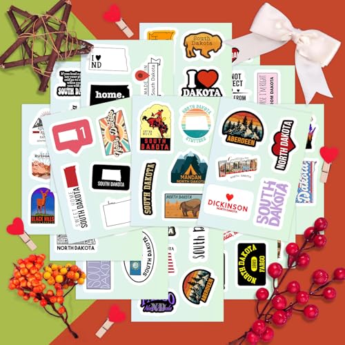 Image of Dakota Stickers for Water Bottle and Laptop - Dakota Party Favors & Decorations, Waterproof Vinyl Decals, State Pride and Icon Stickers, Gifts for Women & Men