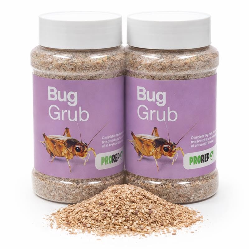ProRep Bug Grub 300g | 2 Pack | Complete Feed for Feeder Insects | High Calcium & Protein Diet for Crickets, Mealworms & Livefood | Resealable Jar