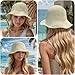 Womens Straw Bucket Hat Wide Brim Summer Beach Hat for Women Foldable Travel Sun Hat Fedora Crochet Straw Hat UPF50+, Beige