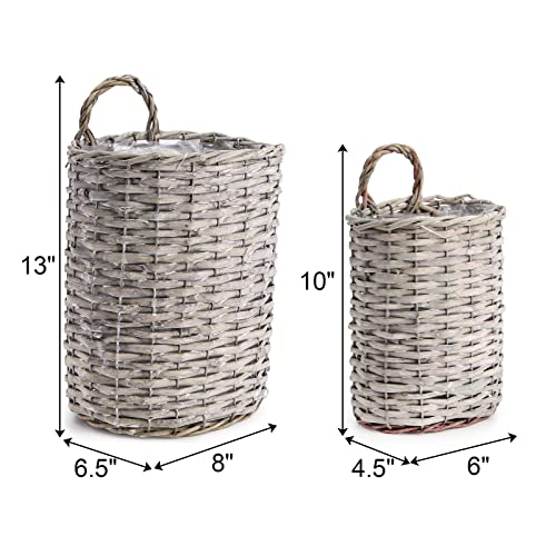 Coloch WALL HANGING WICKER BASKET 2 SIZES Set Of 2 Wall Hanging Wicker Basket, Farmhouse Garden Hanging Planter Woven Rattan Flower Basket thumb #1