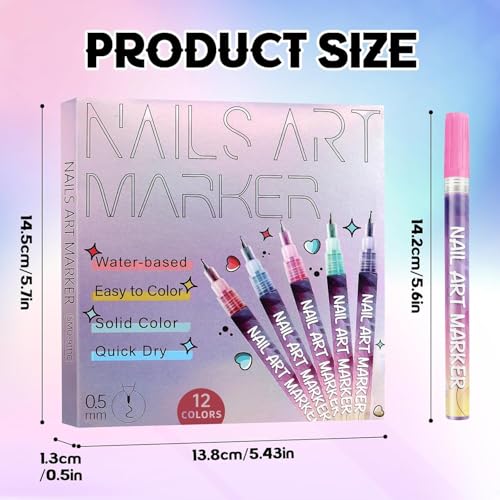 Image of Nail Art Paint Pens Set Multi Color Acrylic Nail Design Pens for Nail Decoration