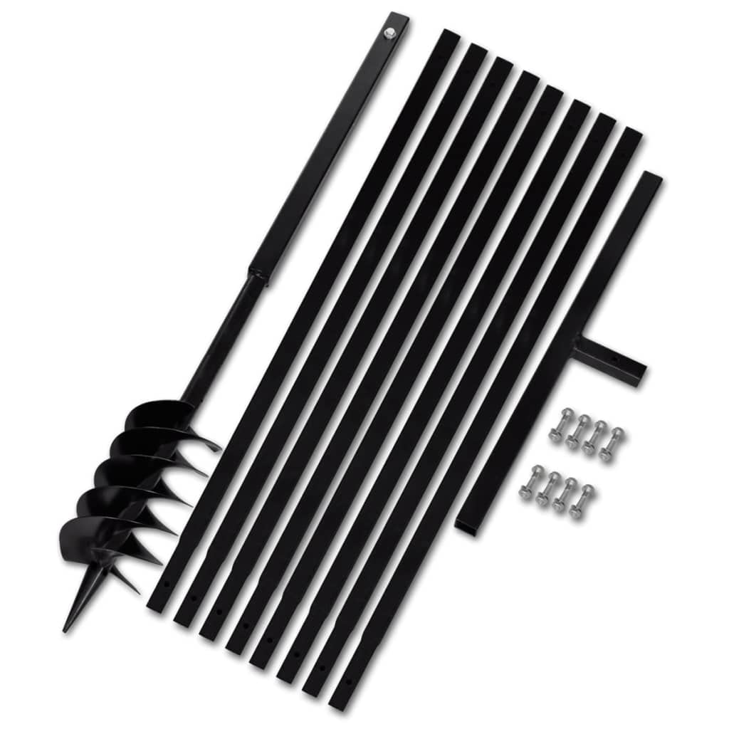 Manueller Erdbohrer, manuelle Erdbohrer, Gartenwerkzeug, mit 120 mm Griff und 9 m Verlängerungsrohr, Stahl