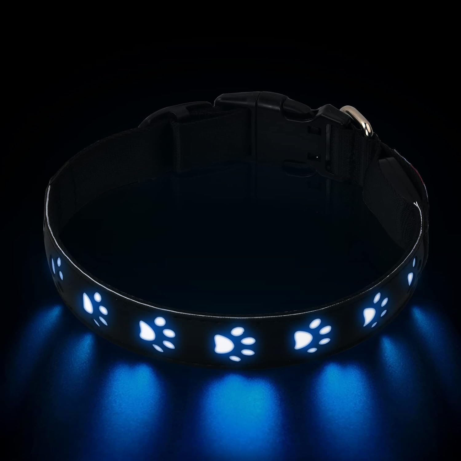 Focenat Collar Luminoso Perro, 6 Colores Collar Luz Perro, Recargable y Impermeable, 2 Modos de Iluminación Collar Led Perro, Ajustable Collares Luminosos para Perros Pequeños Medianos Grandes (L)