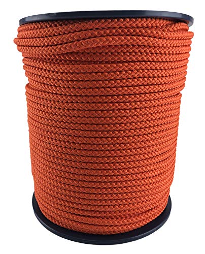 RopeServices UK 8mm Orange x 50 Metres, Braided Polypropylene Paracord Drawstring Camping