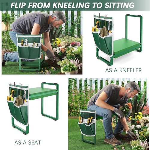 FLINTER 10.2\" Wider Garden Kneeler and Seat, Heavy Duty Thick Gardening Bench for Kneeling and Seat - Garden Kneelers for Seniors, Gardening Stools for Women, Grandparents, Gardeners