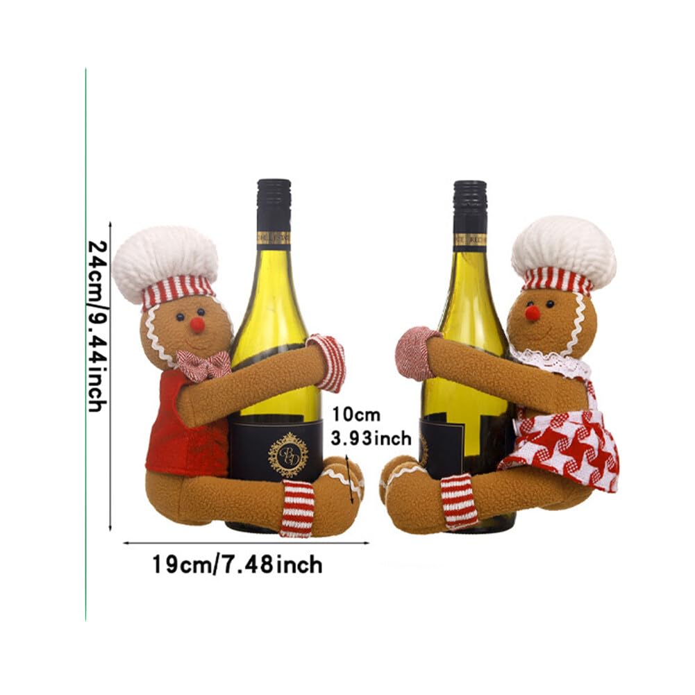 Fournitures De Décoration De Bouteille De Vin De Poupée De Bonhomme En Pain D'épice De Couple, Manche De Bouteille De Vin Hdp, Décoration Créative De Noël