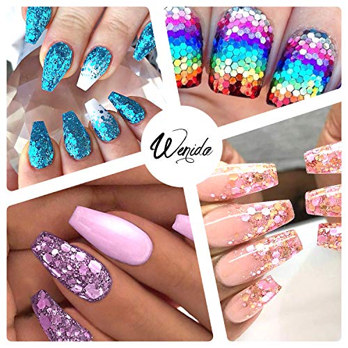 Glitter Wenida 12 Colors Holographic Cosmetic Festival Powder Sequins Craft Glitter for Arts Face Hair Body Nail