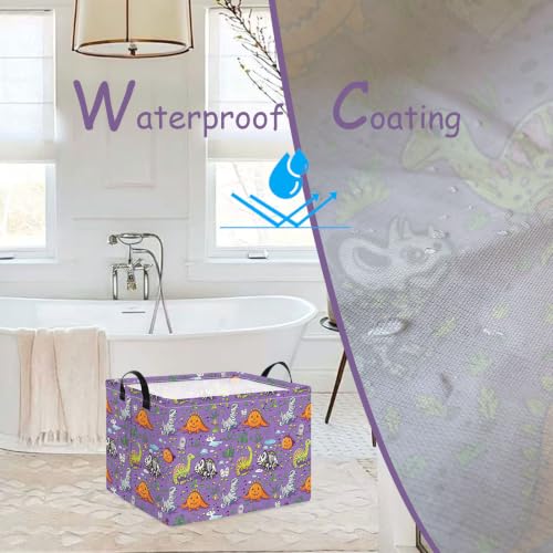 Image of NTAO Gift Storage Basket Empty for Halloween, Storage Bin with Handles, Room Decor, Book Box(Halloween Dinosaurs)