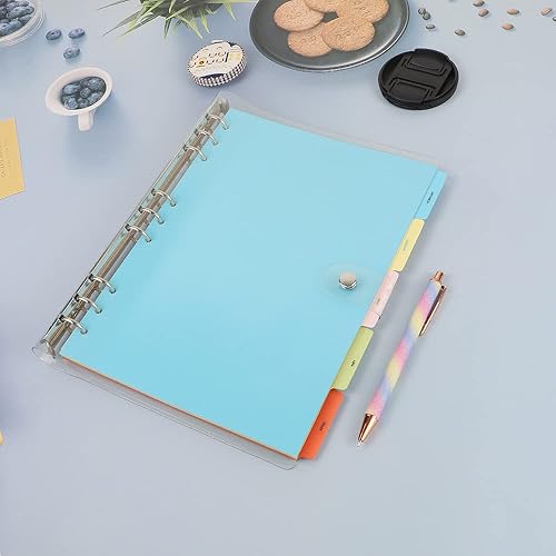 Miniatura 9 de Paquete de 4 separadores de índice de carpeta B5, 5 pestañas, 9 agujeros perforados de anillos redondos, agenda, insertos de papel para carpetas de