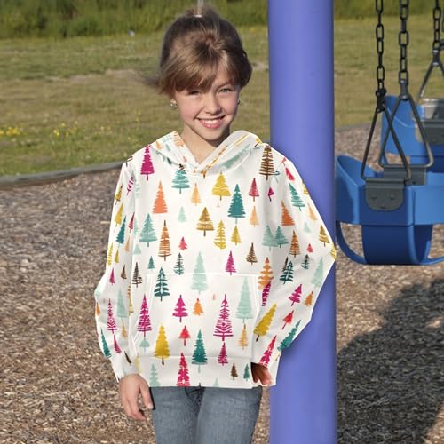 Kids Hoodies Sweaters Christmas Xmas Trees Hooded Sweatshirts with Big Pockets for Boys Girls B04002874