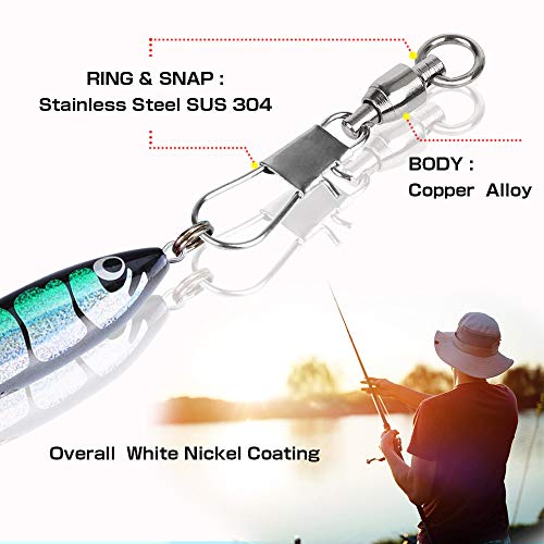 image for AMYSPORTS Fishing Swivels with Interlock Snap Ball Bearing Swivels Fis