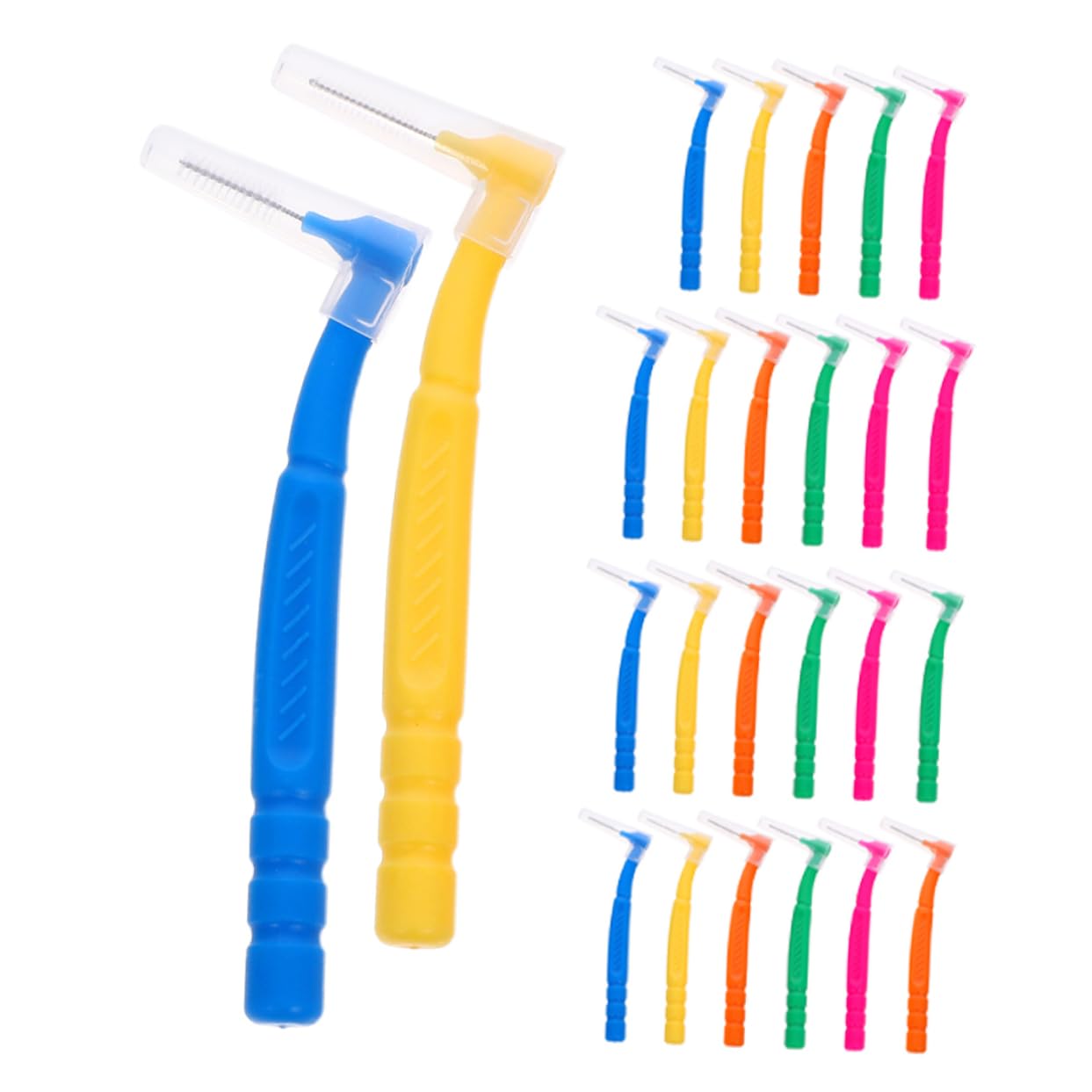 FRCOLOR 150pezzi Spazzolini Interdentali Leggeri Per Pulizia Di Spazzolini Manuali Per Denti Con Testa Piccola e Design Pratico Vari Arancione