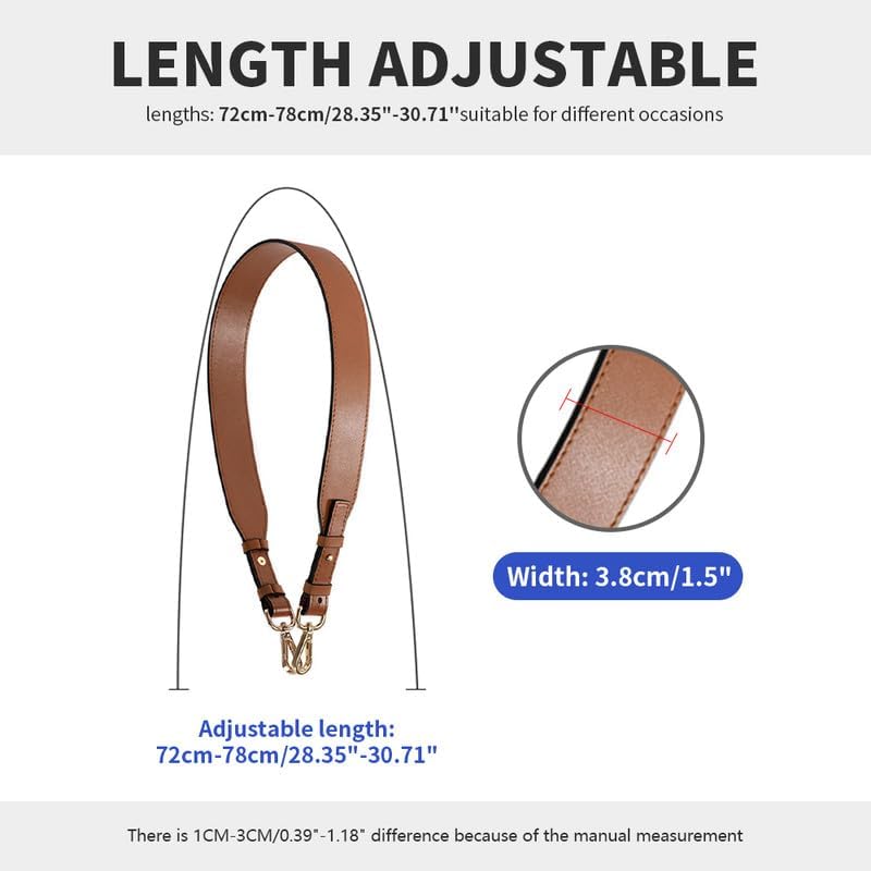 Leather Purse Straps Replacement Shoulder Handbag Straps Adjustable Bag Straps for Shoulder Bag&Purse Gold Clasp Caramel image 3