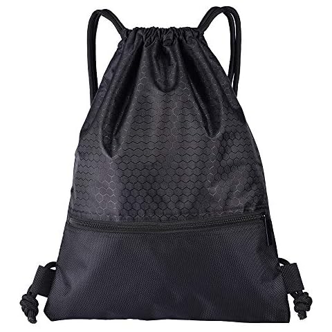 Radiancy Inc Drawstring gym bags/pe kit bags/swimming bags/backpacks/shoe bags/gym sacks for boys,girls,children or adults (Black) Cover