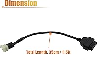 Vista 3 de X AUTOHAUX 6 Pin a OBDII OBD Cable Cable Adaptador de Diagnóstico Cable Adaptador de Cable de Diagnóstico de Motocicleta OBD2 Escáner Adaptador