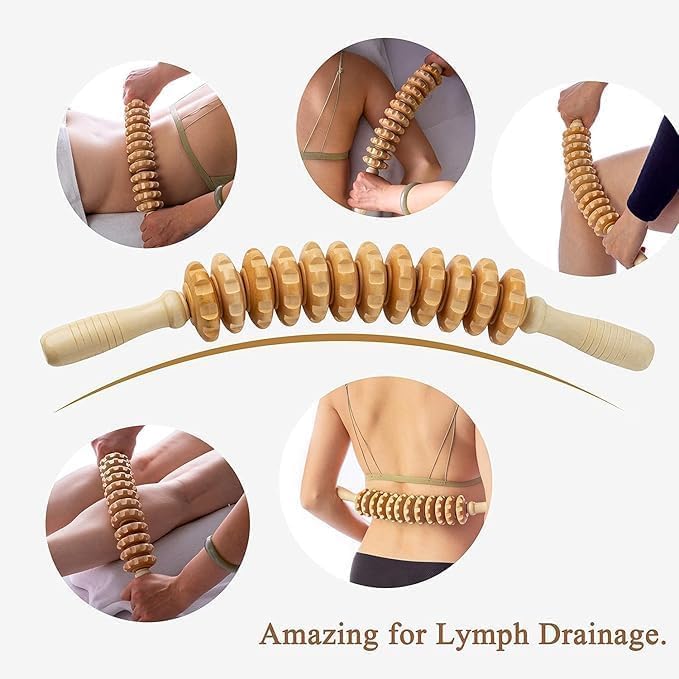 Shreejih Wooden 12-wheel roller massage-pain relief and trigger point therapy for Gua Sha Stick Shreejih Wooden 12-wheel roller massage-pain relief and trigger point therapy for Gua Sha Stick