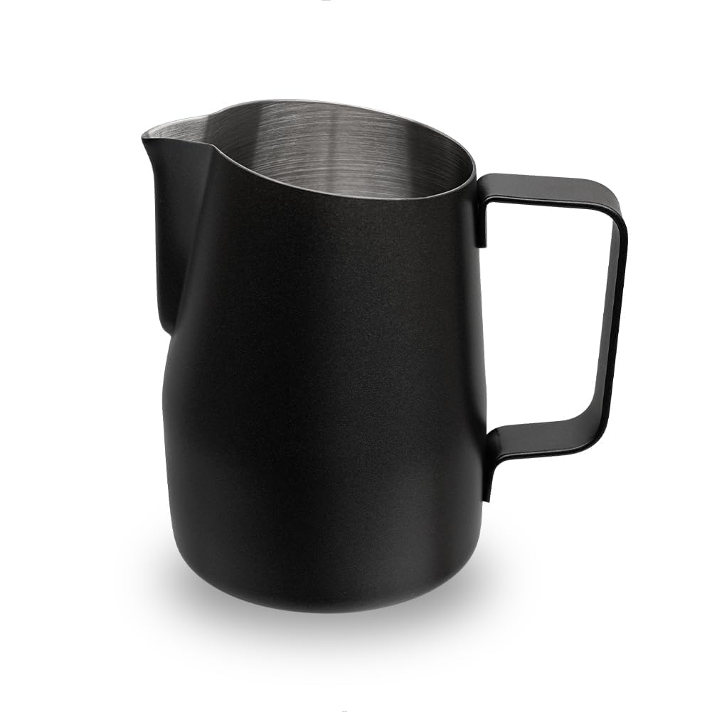 watchget Milk Frothing Pitcher 14oz/440ml, Stainless Steel Jug, Cappuccino Latte Art, Espresso Steamer, Coffee Accessories, Frother Cup, Black