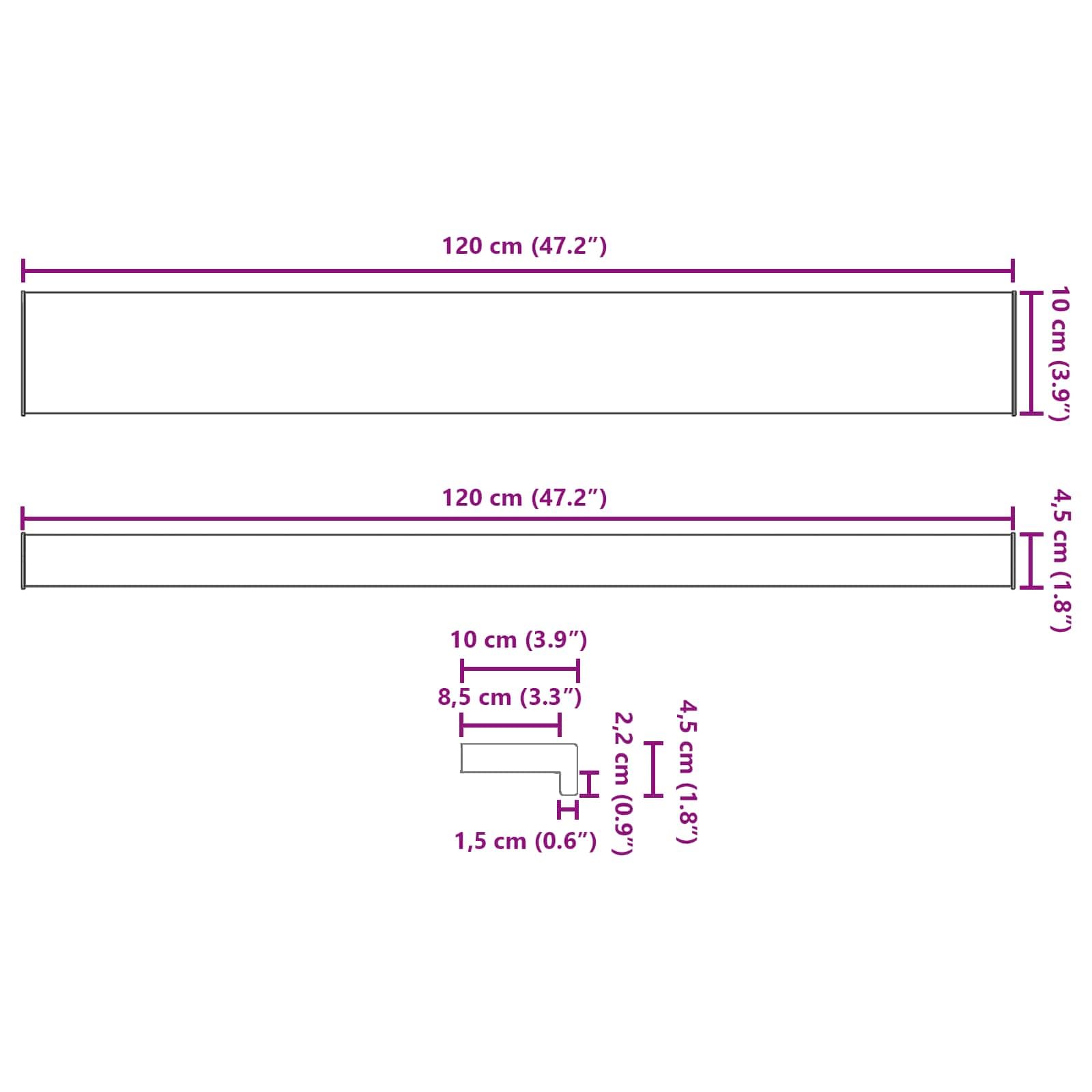 vidaXL Appui de fenêtre Blanc 120 x 10 x 4,5 cm PVC