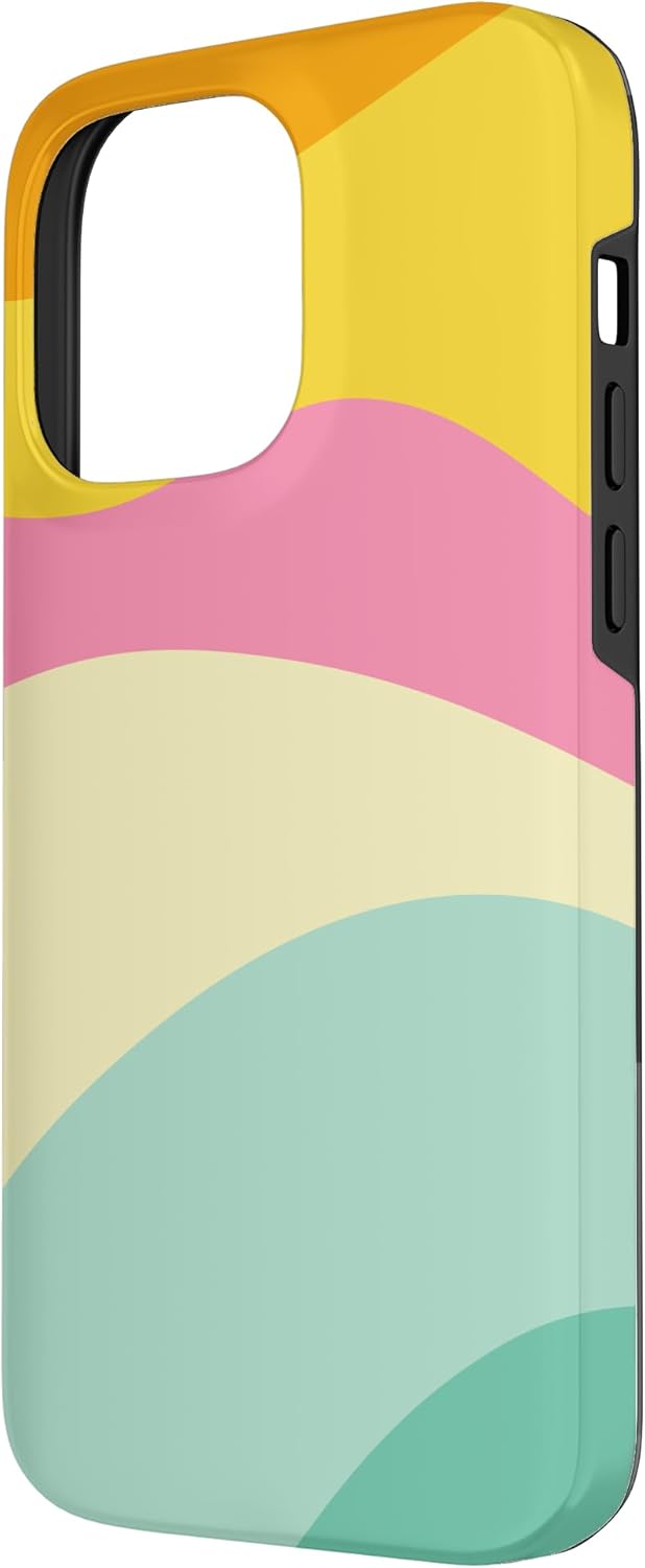 Retro Waves Swirls Pastel Rainbow Wavy Stripes 70s Aesthetic Case for iPhone 14 Pro Max