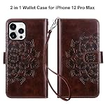 51AvPvCCyTL. SS150 Vofolen-Compatible-with-iPhone-12-Pro-Max-Case-5G-Wallet-for-Women-Girl-Detachable-Strap-2-in-1-Credit-Card-Holder-9-Slot-Protective-Hard-Shell-Magnetic-Leather-Folio-Pocket-Flip-Cover-Mandala-Brown